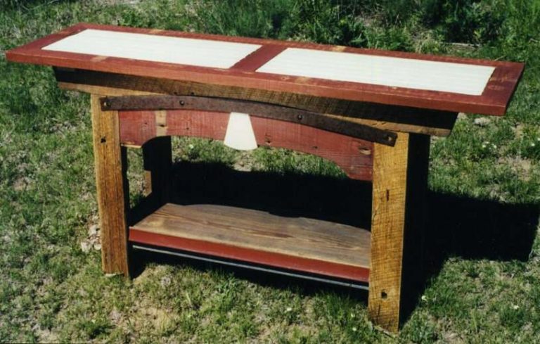 #84-Half Circle Sofa Table (Green Top)